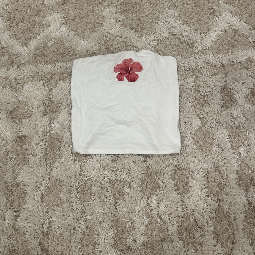 Target White Crop Top with Red Flower